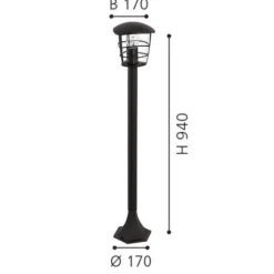 Eglo aloria lampione da giardino nero ip44 per esterni