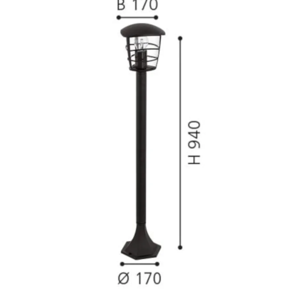 Eglo aloria lampione da giardino nero ip44 per esterni