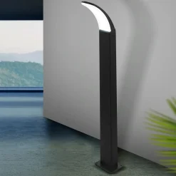 Eglo fiumicino lampione da giardino led 11w 3000k moderno nero