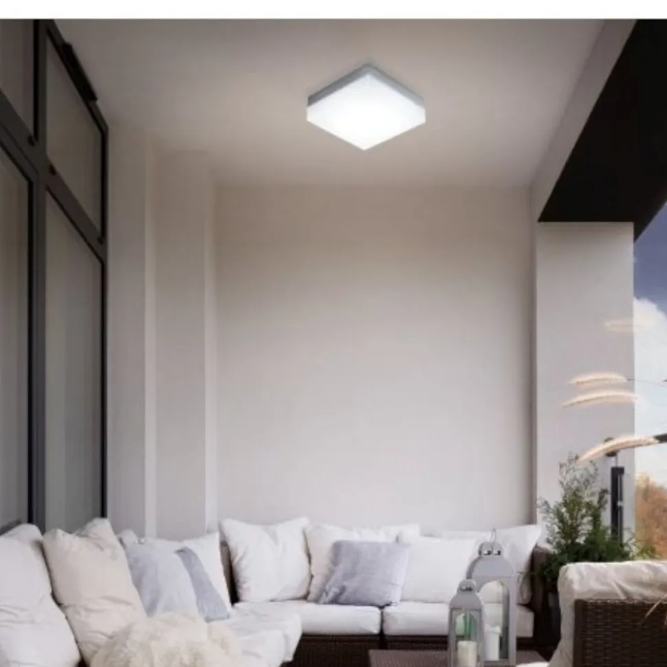 Eglo sonella plafoniera da esterno quadrata led 8w 3000k bianca