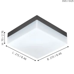 Eglo sonella plafoniera da esterno quadrata led 8w 3000k bianca