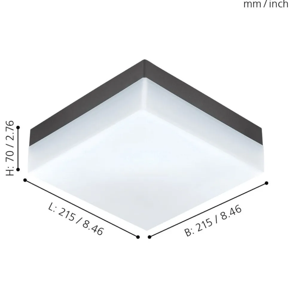 Eglo sonella plafoniera da esterno quadrata led 8w 3000k bianca
