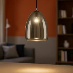 Eglo alobrase lampada a sospensione 30cm vetro fume specchiato