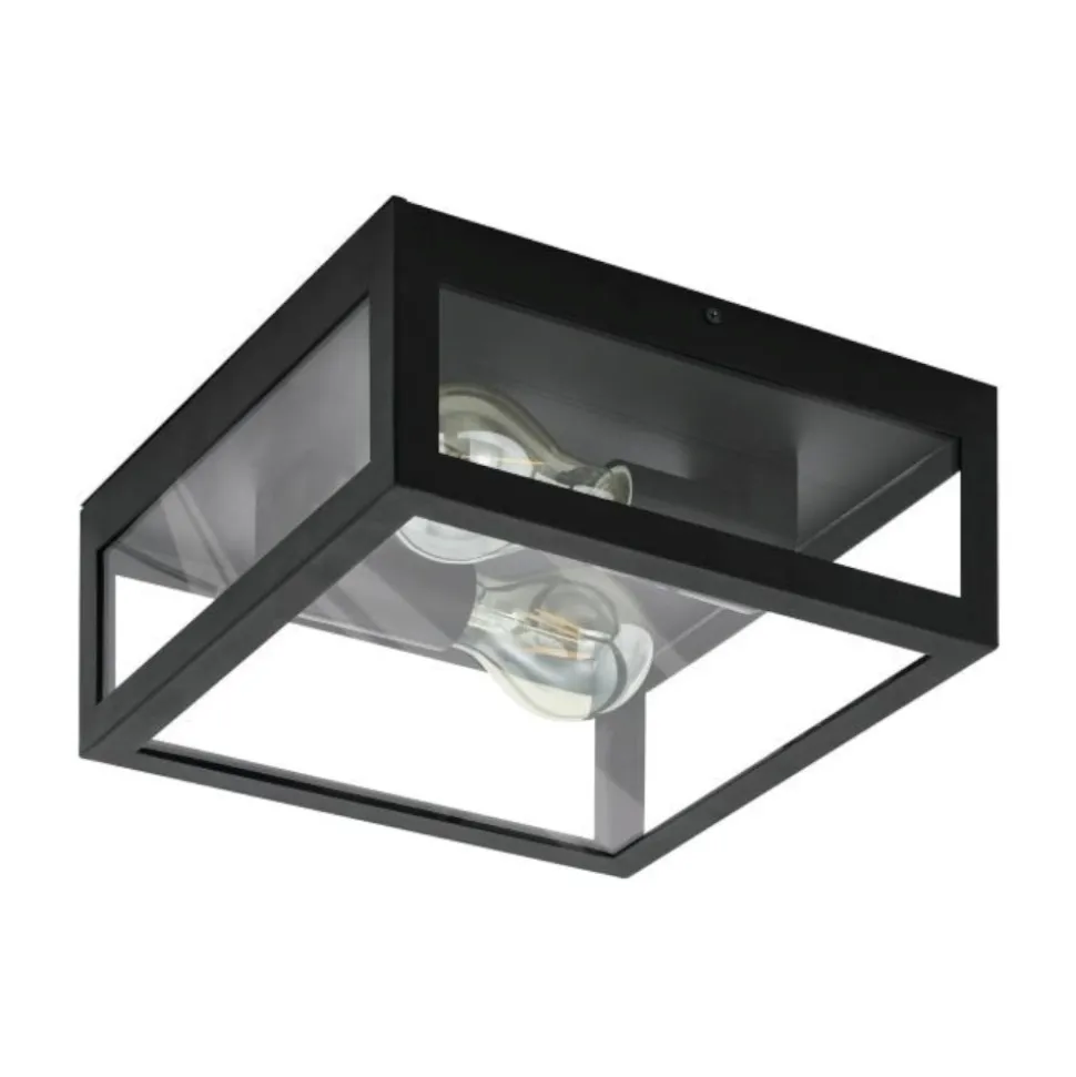 Eglo amezola plafoniera da bagno quadrata moderna in vetro ip44