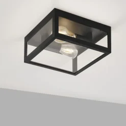 Eglo amezola plafoniera da bagno quadrata moderna in vetro ip44