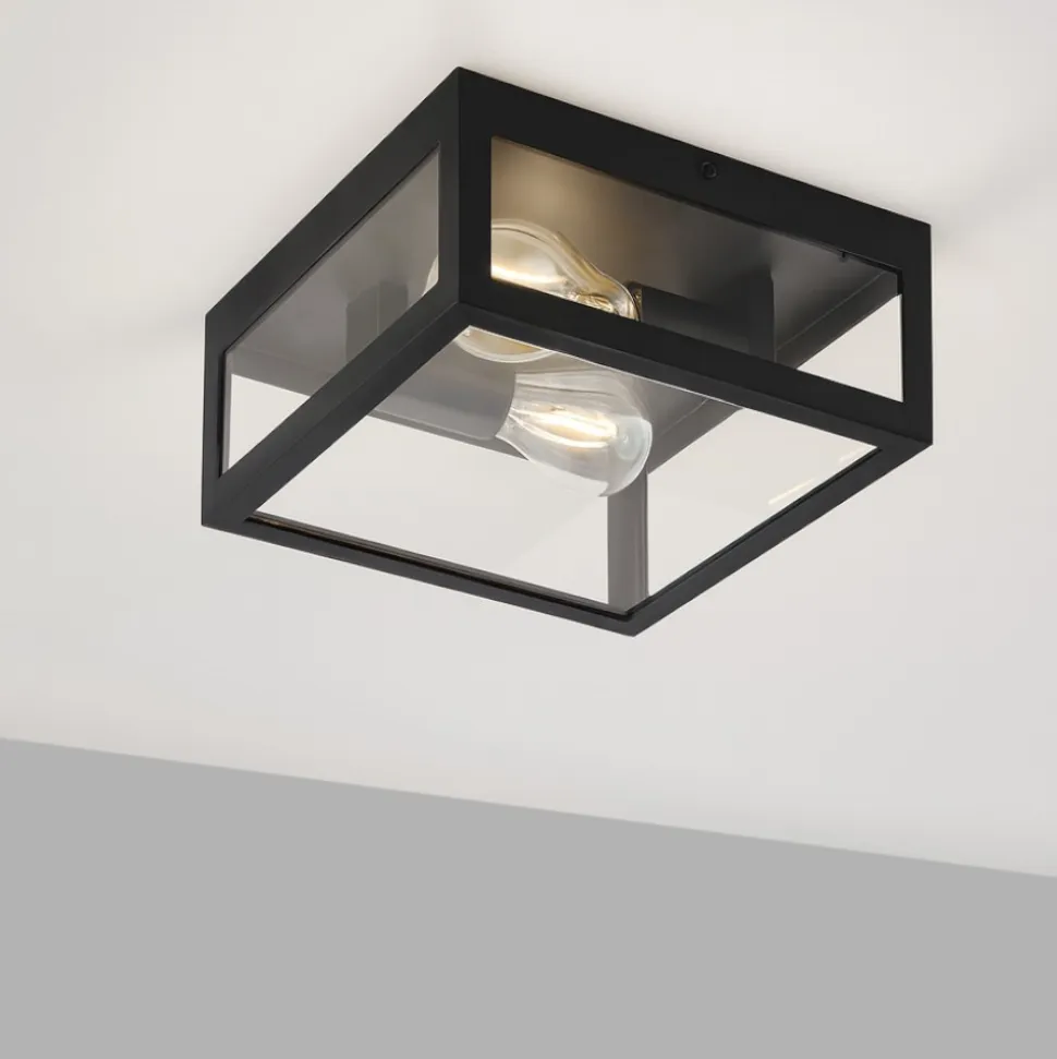 Eglo amezola plafoniera da bagno quadrata moderna in vetro ip44