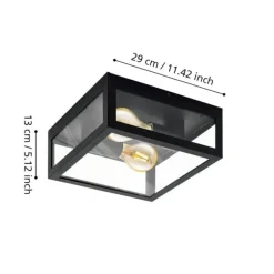 Eglo amezola plafoniera da bagno quadrata moderna in vetro ip44