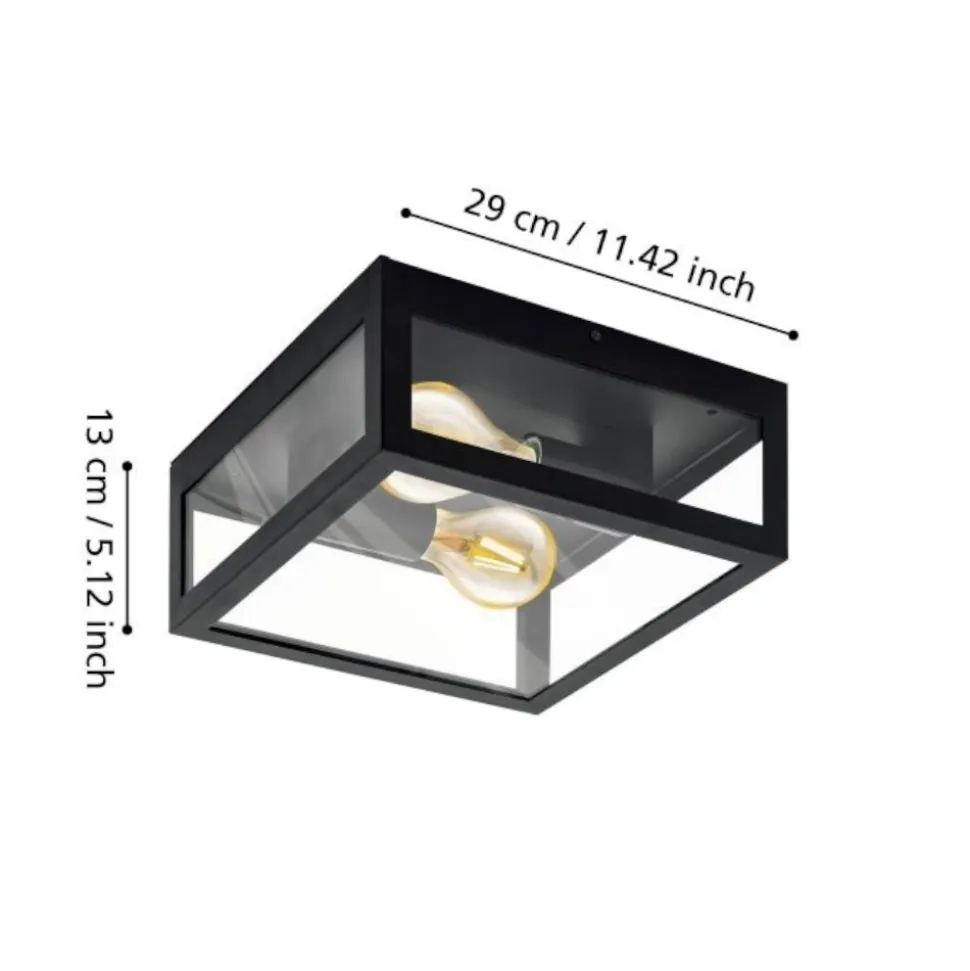 Eglo amezola plafoniera da bagno quadrata moderna in vetro ip44