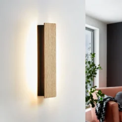 Eglo applique moderna rettangolare in legno led 12w 3000k