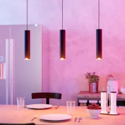 Eglo balamorta lampadario moferno nero cilindri led cct dimmerabile