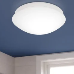 Eglo bari m plafoniera da bagno tonda in vetro bianco ip44