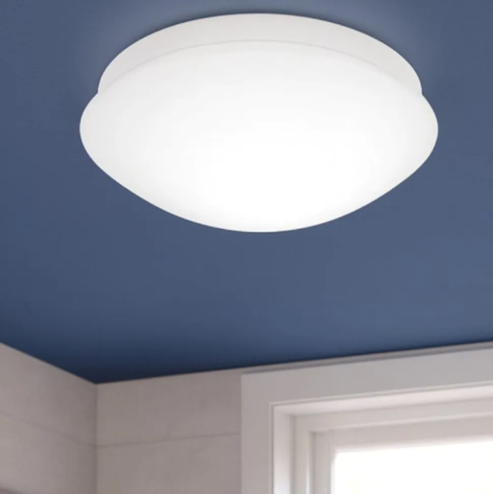 Eglo bari m plafoniera da bagno tonda in vetro bianco ip44