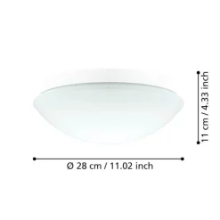Eglo bari m plafoniera da bagno tonda in vetro bianco ip44