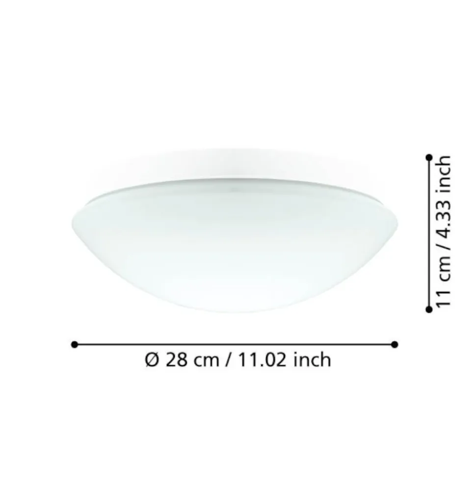 Eglo bari m plafoniera da bagno tonda in vetro bianco ip44