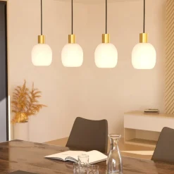 Eglo batista lampadario moderno binario 4 luci oro da tavolo