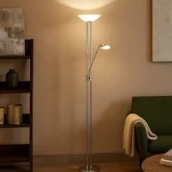 Eglo baya lampada da terra led 20w 3000k dimmerabile a stelo moderna cromata
