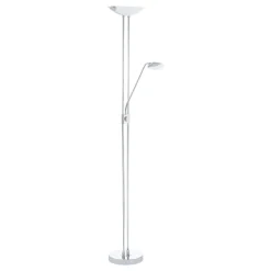 Eglo baya lampada da terra led 20w 3000k dimmerabile a stelo moderna cromata