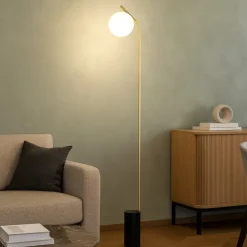 Eglo betulia lampada da terra moderna oro sfera vetro