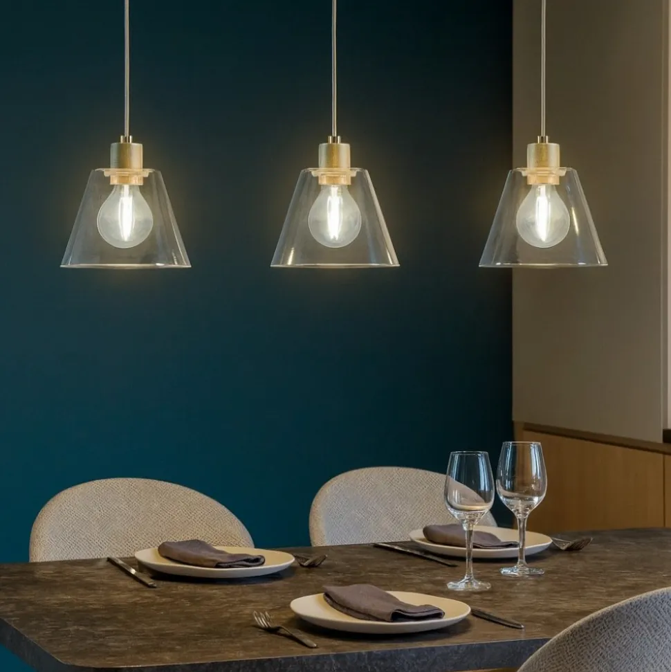 Eglo copley lampadario oro vetri trasparenti per cucina