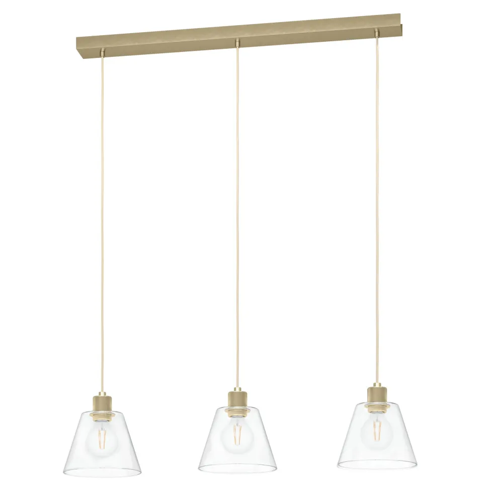 Eglo copley lampadario oro vetri trasparenti per cucina