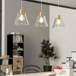 Eglo copley lampadario oro vetri trasparenti per cucina