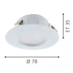 Eglo faretto da incasso 6w 3000k bianco rotondo fp