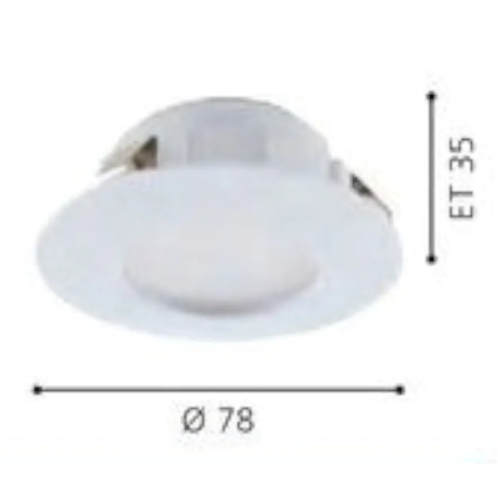Eglo faretto da incasso 6w 3000k bianco rotondo fp