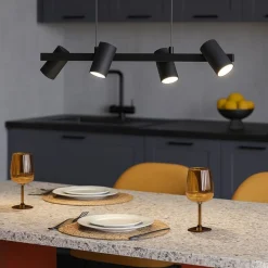 Eglo gatuela lampadario per cucina con faretti orientabili nero