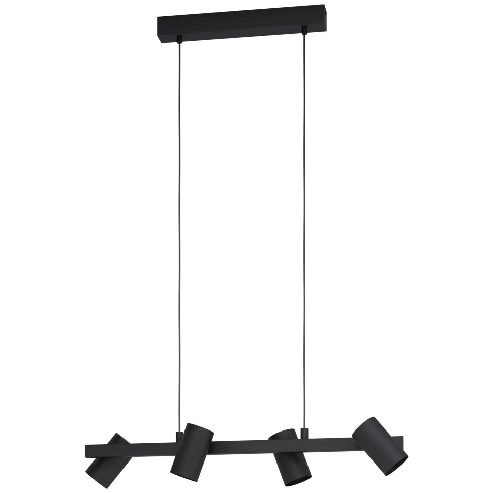 Eglo gatuela lampadario per cucina con faretti orientabili nero