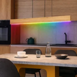 Eglo lampadario a barra per cucina in legno led rgb 2700k a 6500k controllo remoto app