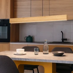 Eglo lampadario a barra per cucina in legno led rgb 2700k a 6500k controllo remoto app