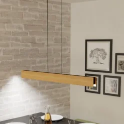 Eglo lampadario a barra per cucina in legno led rgb 2700k a 6500k controllo remoto app