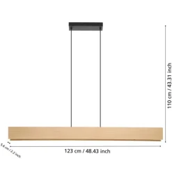 Eglo lampadario a barra per cucina in legno led rgb 2700k a 6500k controllo remoto app
