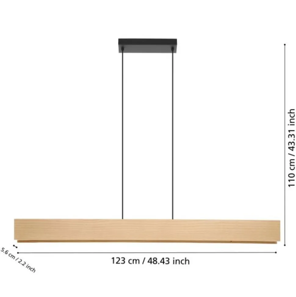 Eglo lampadario a barra per cucina in legno led rgb 2700k a 6500k controllo remoto app