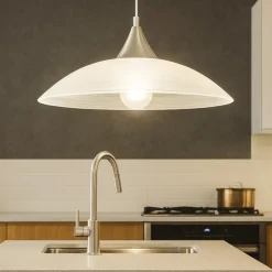 Eglo lazolo lampadario per cucina piatto in vetro bianco