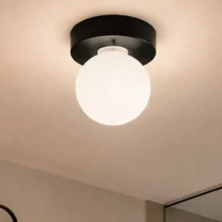 Eglo mosiano plafoniera da bagno minimal con sfera led 3000k ip44