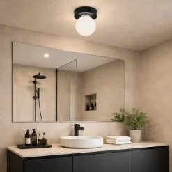 Eglo mosiano plafoniera da bagno minimal con sfera led 3000k ip44