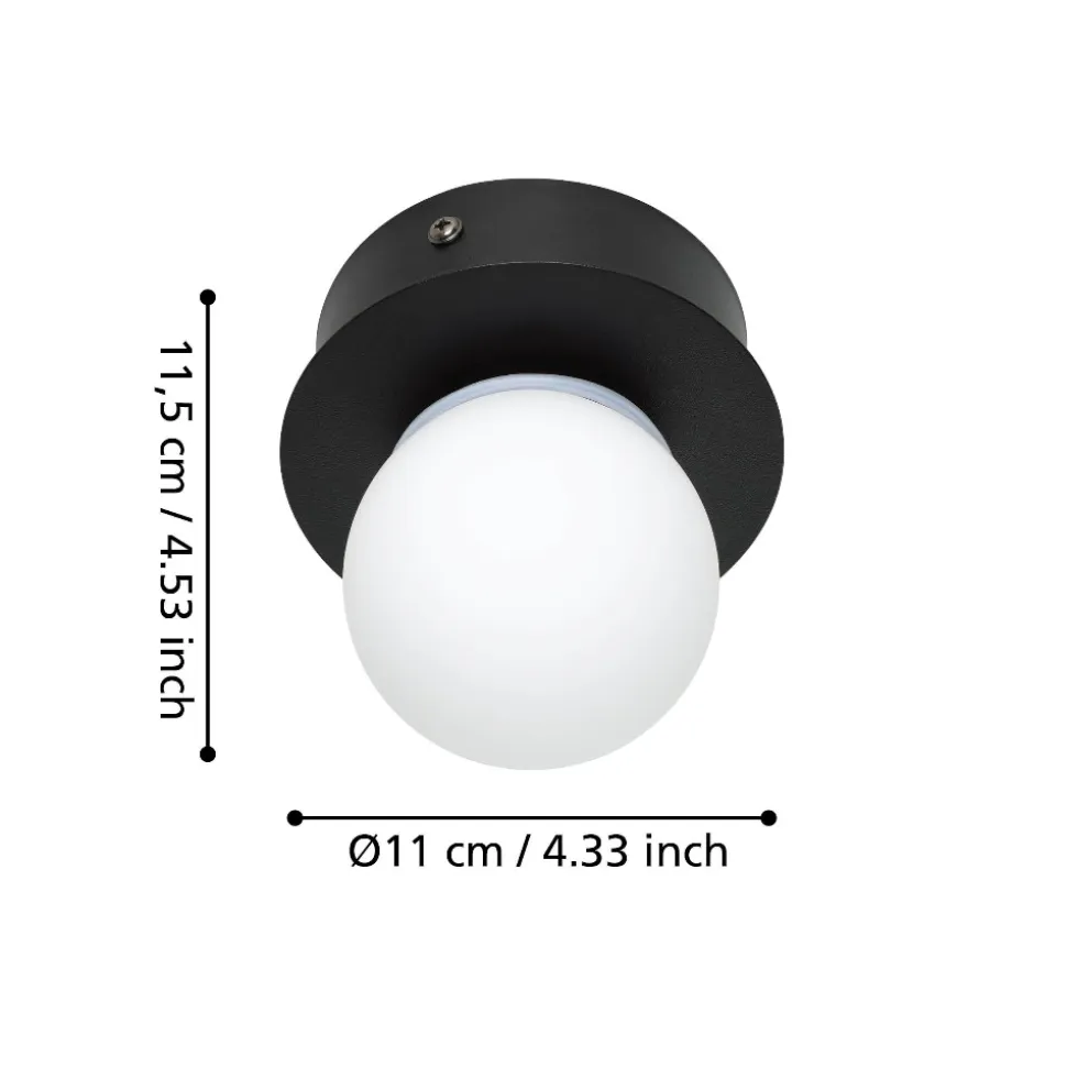 Eglo mosiano plafoniera da bagno minimal con sfera led 3000k ip44