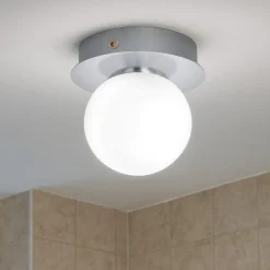 Eglo mosiano plafoniera da bagno con sfera bianca led 3000k ip44
