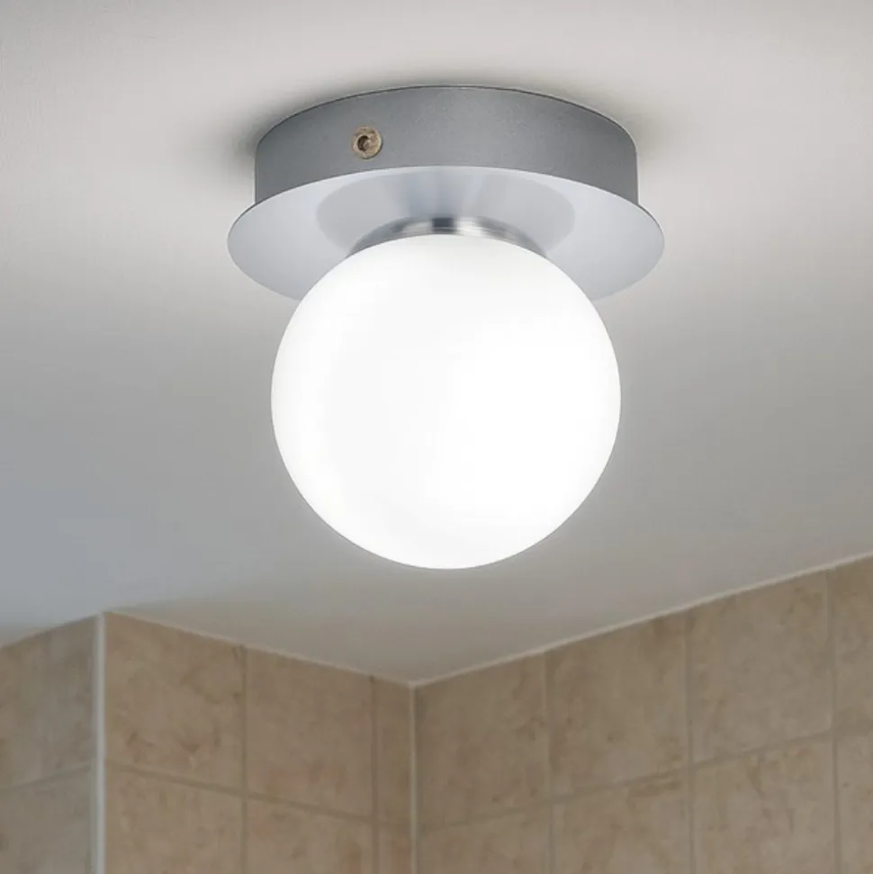 Eglo mosiano plafoniera da bagno con sfera bianca led 3000k ip44