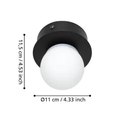 Eglo mosiano plafoniera da bagno con sfera bianca led 3000k ip44