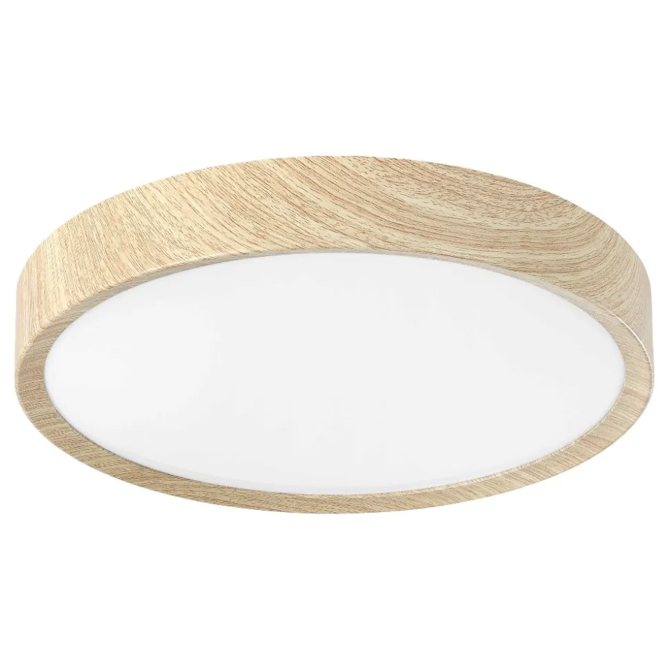 Eglo musurita plafoniera da bagno rotonda effetto legno led 3000k ip44