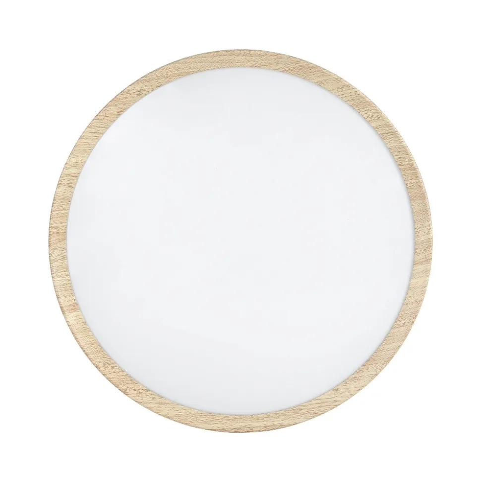 Eglo musurita plafoniera da bagno rotonda effetto legno led 3000k ip44