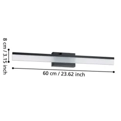 Eglo palmital applique da bagno nero per specchio led 3000k ip44