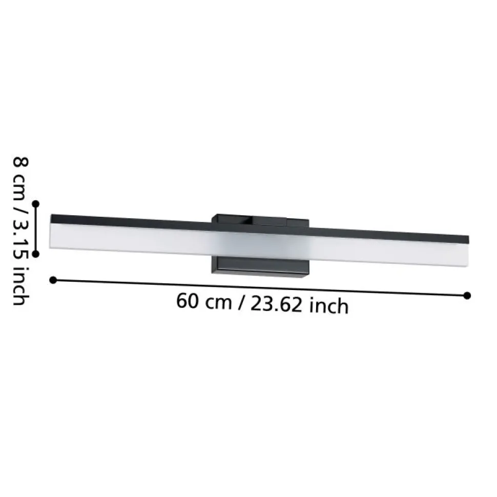 Eglo palmital applique da bagno nero per specchio led 3000k ip44