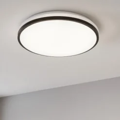 Eglo pinetto plafoniera da bagno rotonda bianca e nera led 4000k ip44