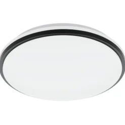Eglo pinetto plafoniera da bagno rotonda bianca e nera led 4000k ip44