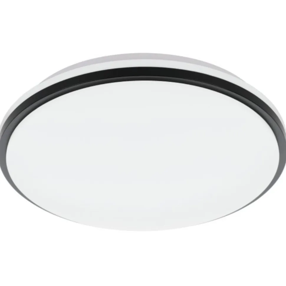 Eglo pinetto plafoniera da bagno rotonda bianca e nera led 4000k ip44