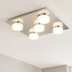 Eglo plafoniera da bagno romendo 5 luci led 3000k ip44