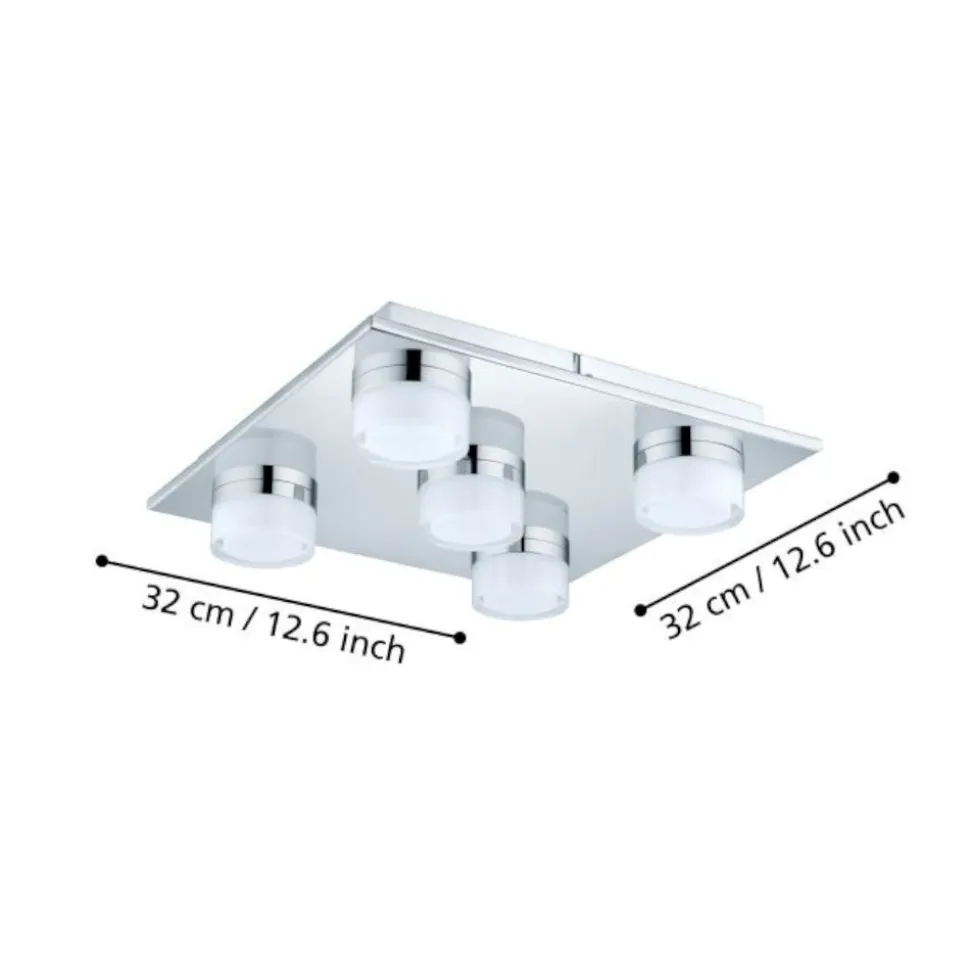 Eglo plafoniera da bagno romendo 5 luci led 3000k ip44